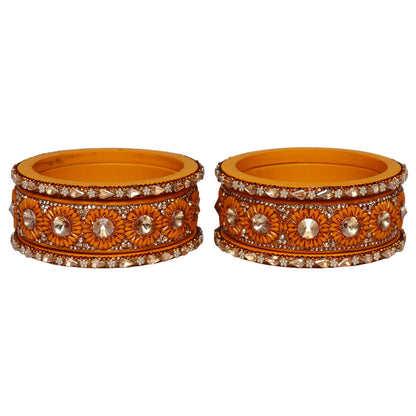 Beautiful Lac Bangles Set with Floral Stone Design for Brides
