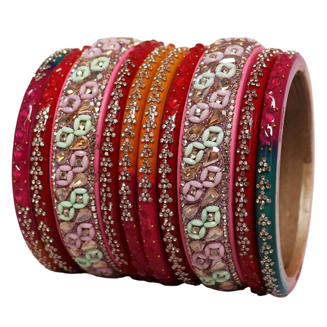 Womens Designer Lac Bangles Set With Latest Kundan Design