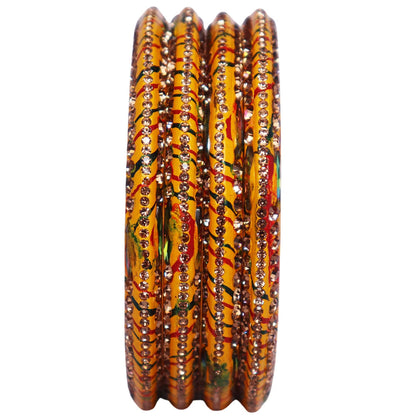 Lehariya Lac Bangles for Women | Traditional Rajasthani Rhinestone Bangles | Glossy Festival & Wedding Bangles By TAJ BRIDAL STORE