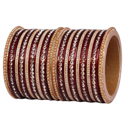 Rajasthani Lac Bangles Set with Rhinestone & Synthetic Beads Work