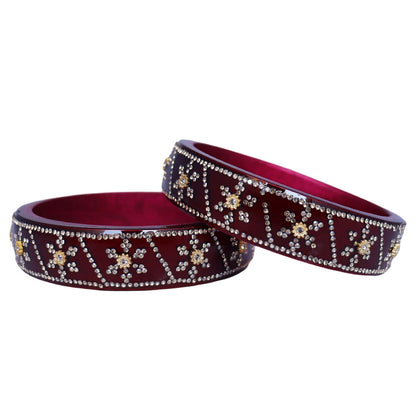Designer Lac Bangles For Girls in Rhinestones Design