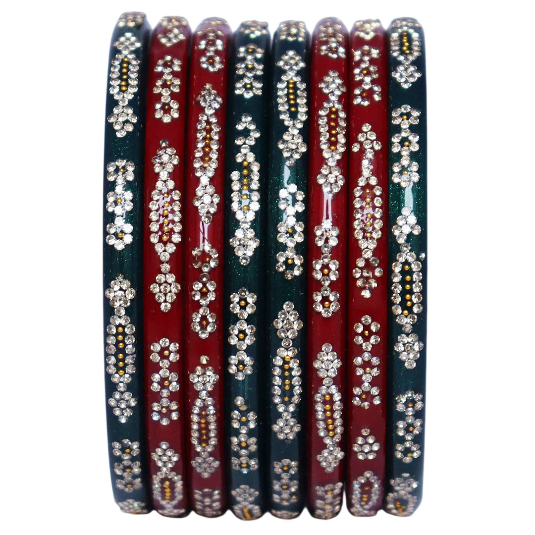 Traditional Lac Bangles Designer Red Green Rajasthani Set