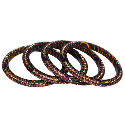 Lehariya Lac Bangles for Women | Traditional Rajasthani Rhinestone Bangles | Glossy Festival & Wedding Bangles By TAJ BRIDAL STORE