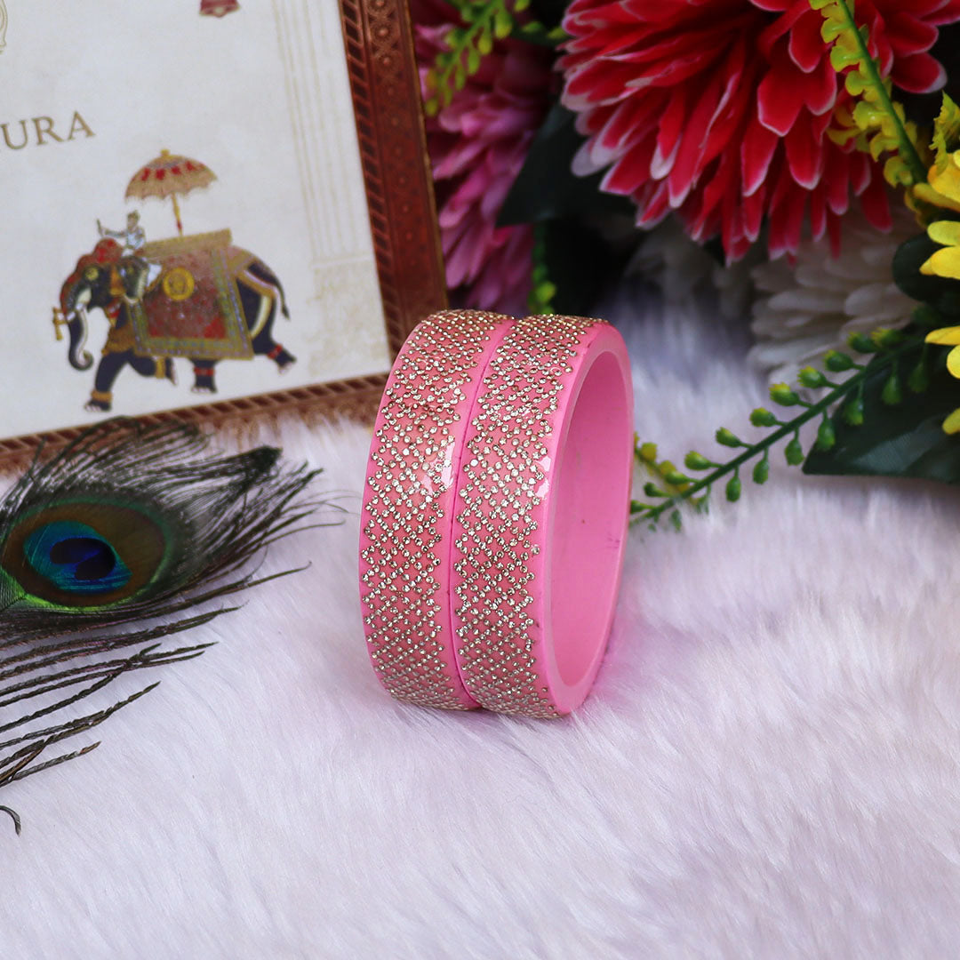 Jaipuri Lac Kada Bangles Set in Latest Rhinestones Design