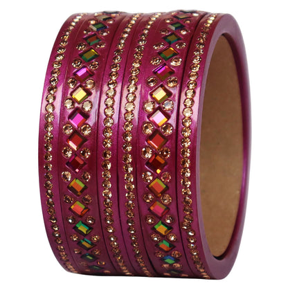 Women's Traditional Lac Bangles Set With Latest Rainbow Kundan Design