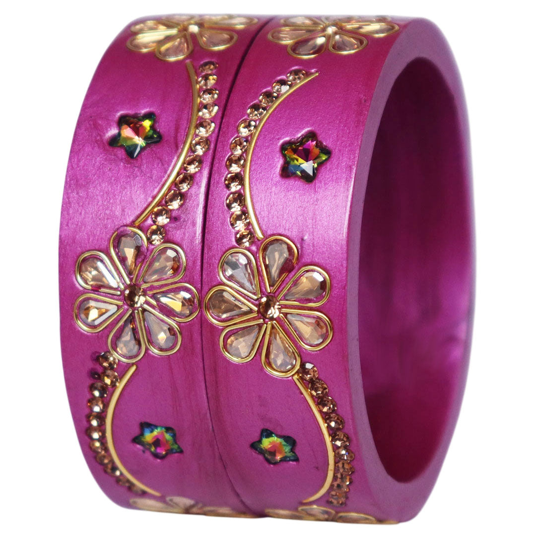 Jaipuri Lac Bangles Kundan Rhinestone Flower Designer Kada