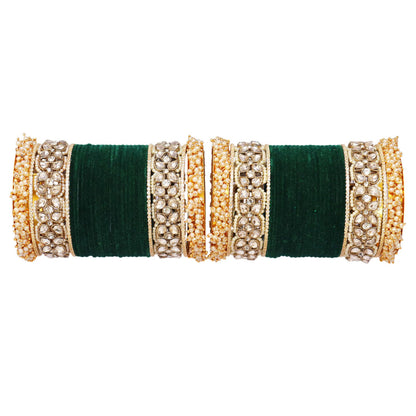 Premium Bridal Metal Bangles – Kundan Stone & Pearl Embellished