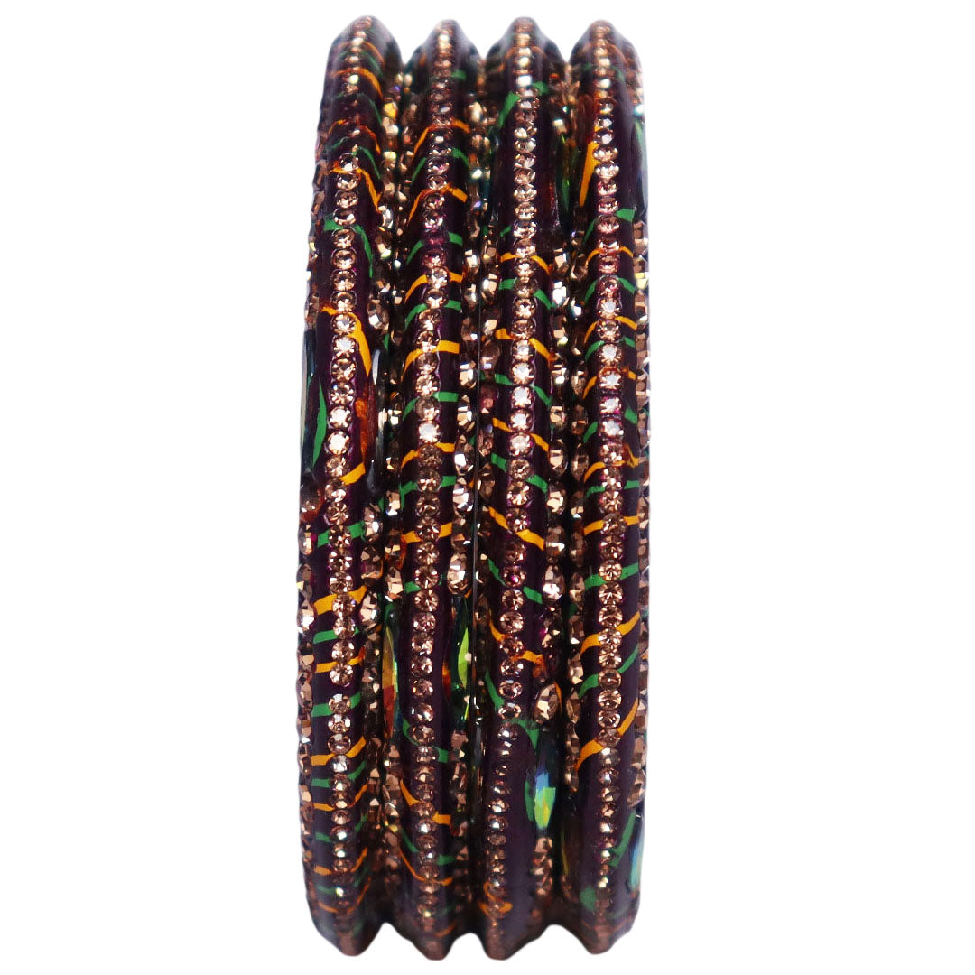 Lehariya Lac Bangles for Women | Traditional Rajasthani Rhinestone Bangles | Glossy Festival & Wedding Bangles By TAJ BRIDAL STORE