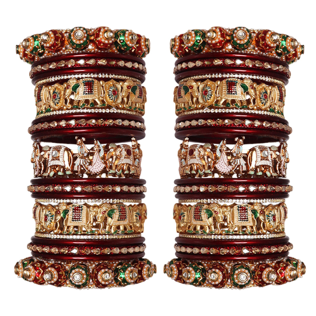 Luxurious Rajwadi Style Bridal Bangles Set With Dulha-Dulhan Design