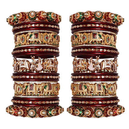 Luxurious Rajwadi Style Bridal Bangles Set With Dulha-Dulhan Design