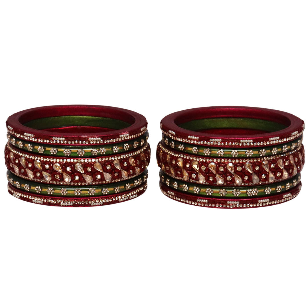 Fancy Jaipuri Lac Short Bangles Set with Kundan & Beads Design