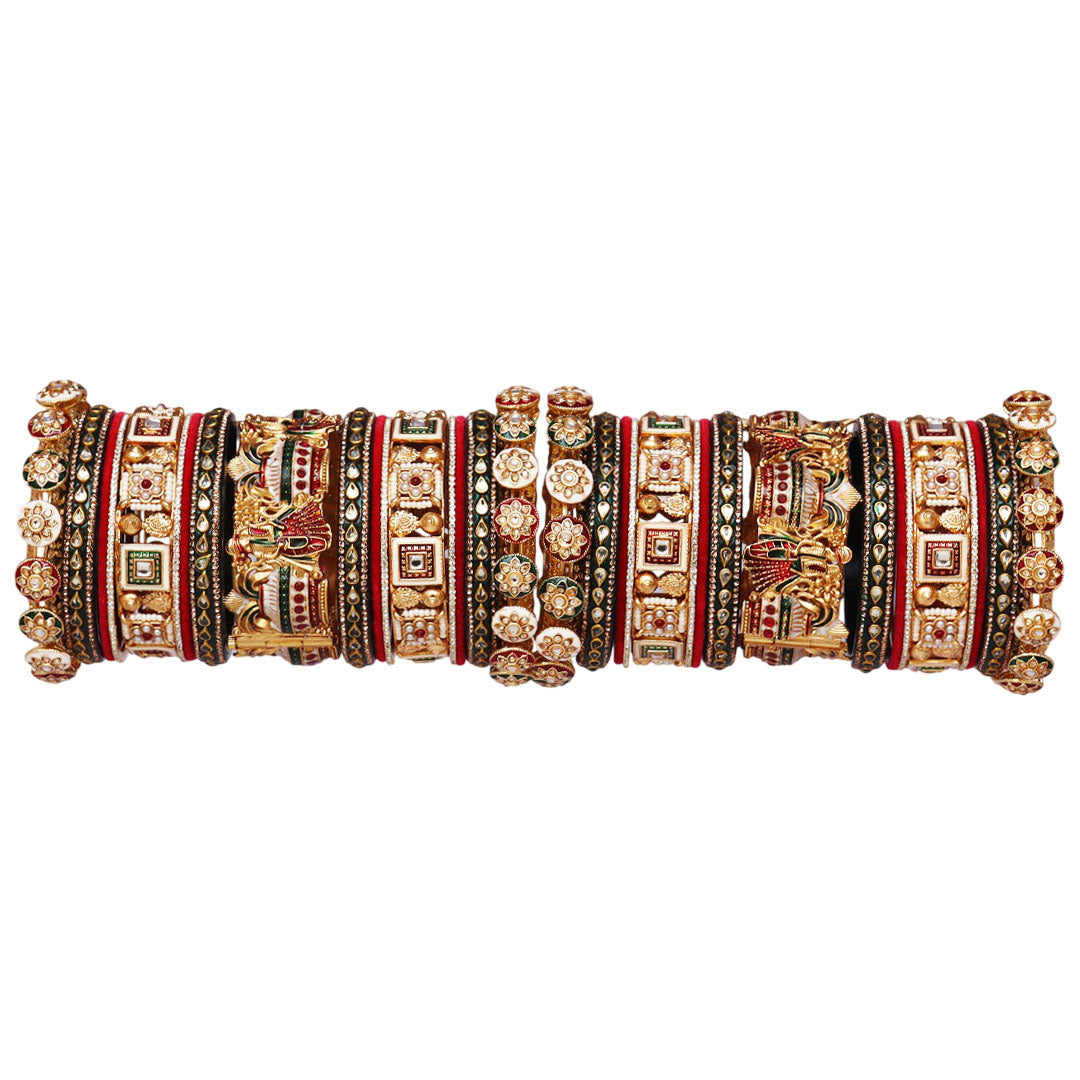 Stunning Rajwadi Bridal Bangles with Traditional Theme