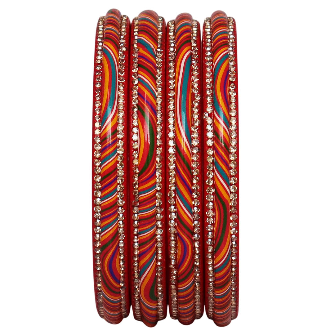 Designer Jaipuri Lac Kada with Multicolor Lahariya Artwork