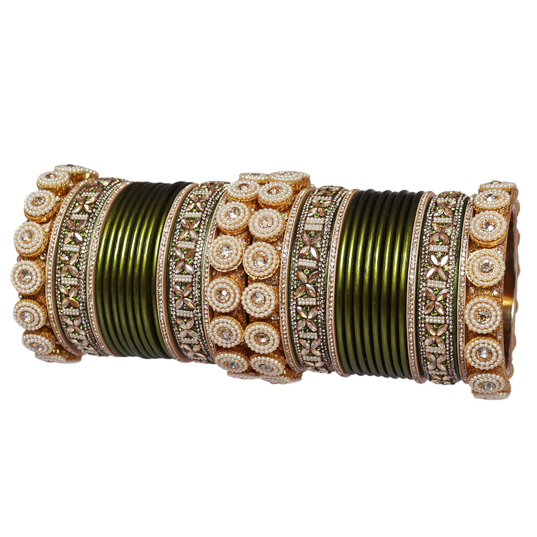 Handmade Rakhi Special Lac Bangles with Kundan Stone Work