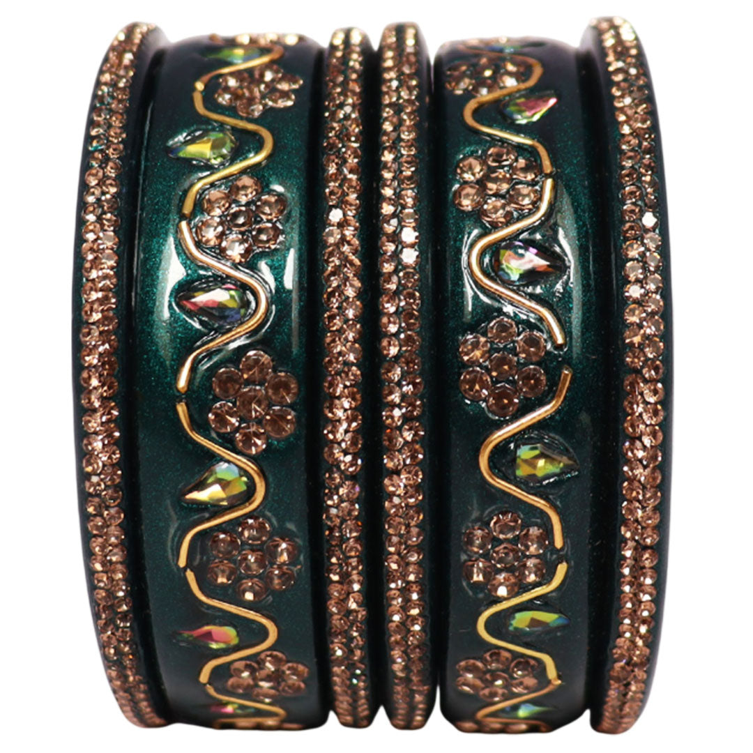 Handmade Traditional Short Lac Bangles Set With Latest Kundan Design