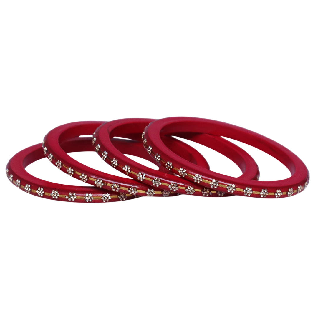 Classic Rajasthani Lac Bangles with Sparkling Flower Stones