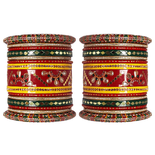 Karwa Chauth Traditional Bangles Set With Latest Kundan-Mirror Design