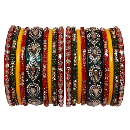 Pure Lac Short Bangles Set With Latest Kundan Design