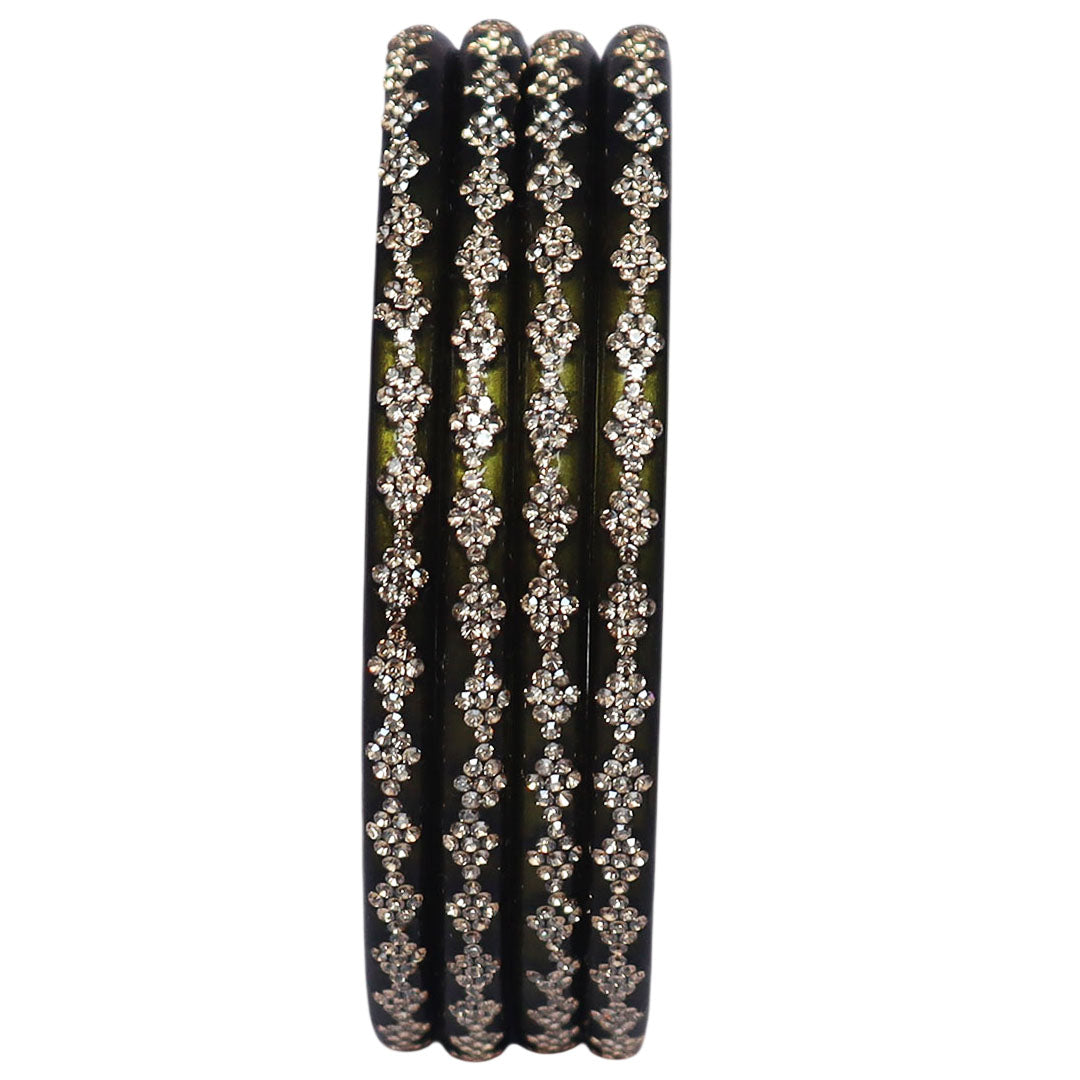 Premium lac bangles with rhinestone work for festive wear
