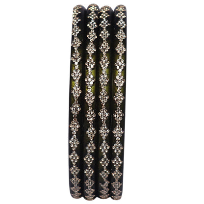 Premium lac bangles with rhinestone work for festive wear