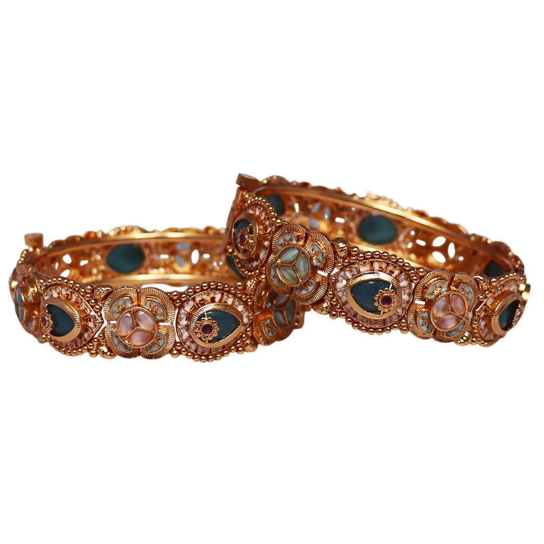 Gold Plated Bracelet with Heritage Artificial Stone Design