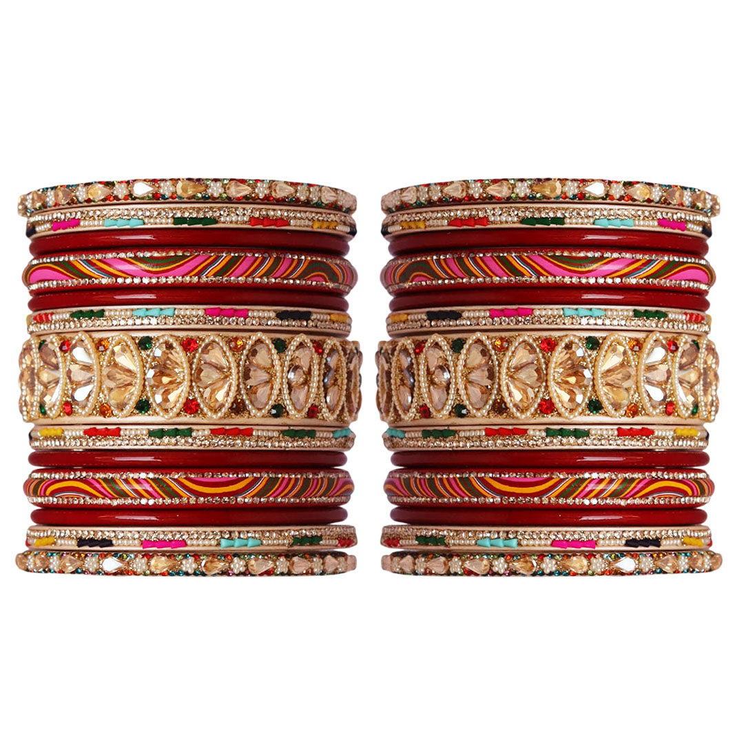 Exclusive Bridal Lac Chura Set with Kundan and Multicolor Detailing