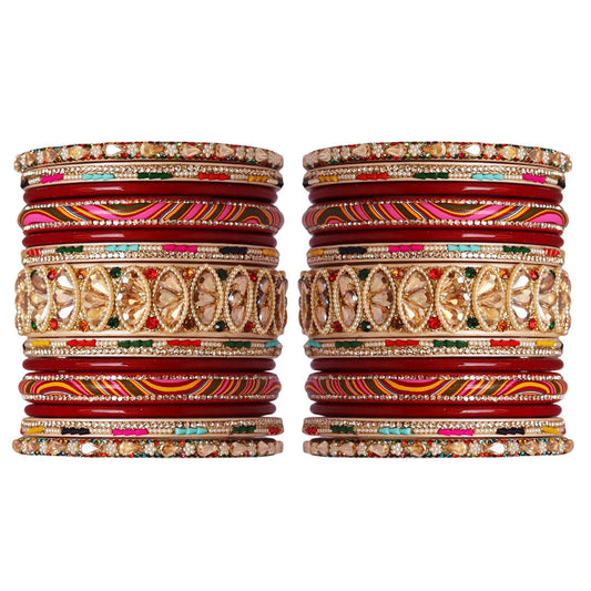 Exclusive Bridal Lac Chura Set with Kundan and Multicolor Detailing