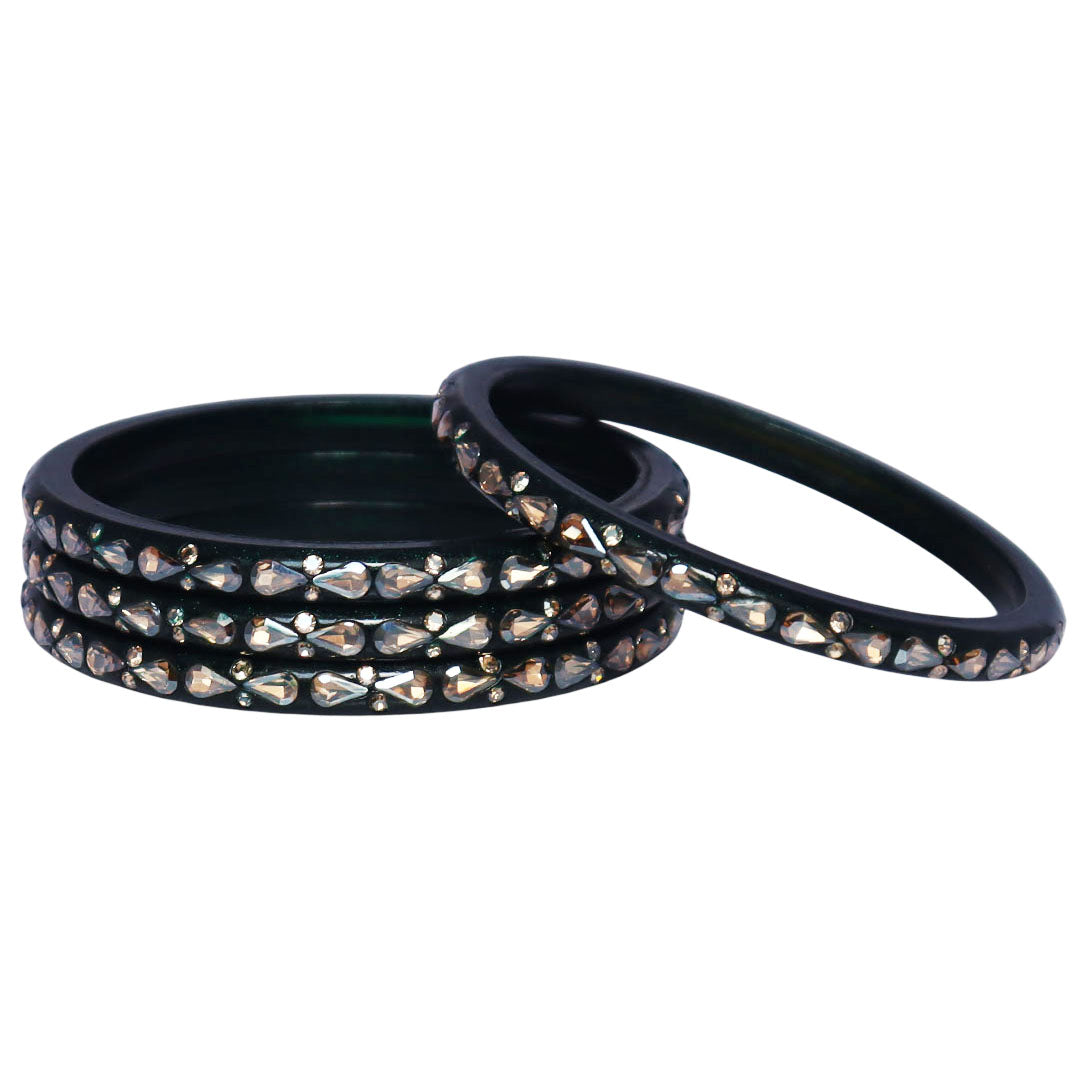 Traditional Stone Studded Lac Bangles For Women's