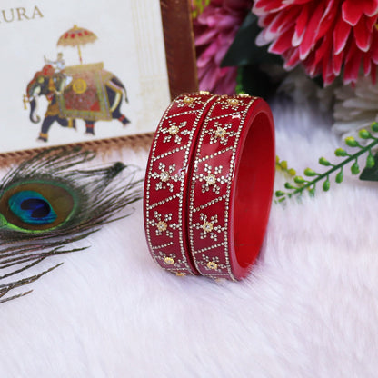 Designer Lac Bangles For Girls in Rhinestones Design