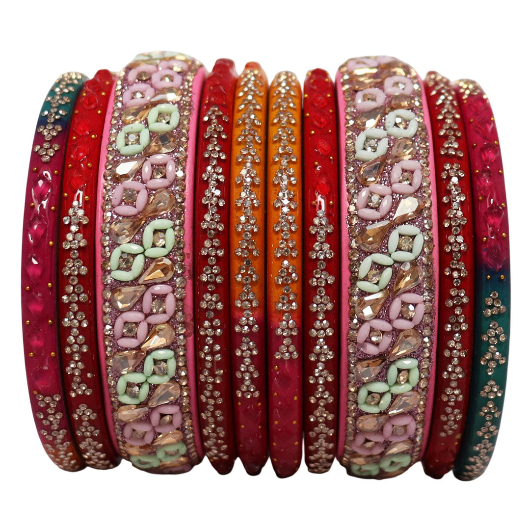 Womens Designer Lac Bangles Set With Latest Kundan Design