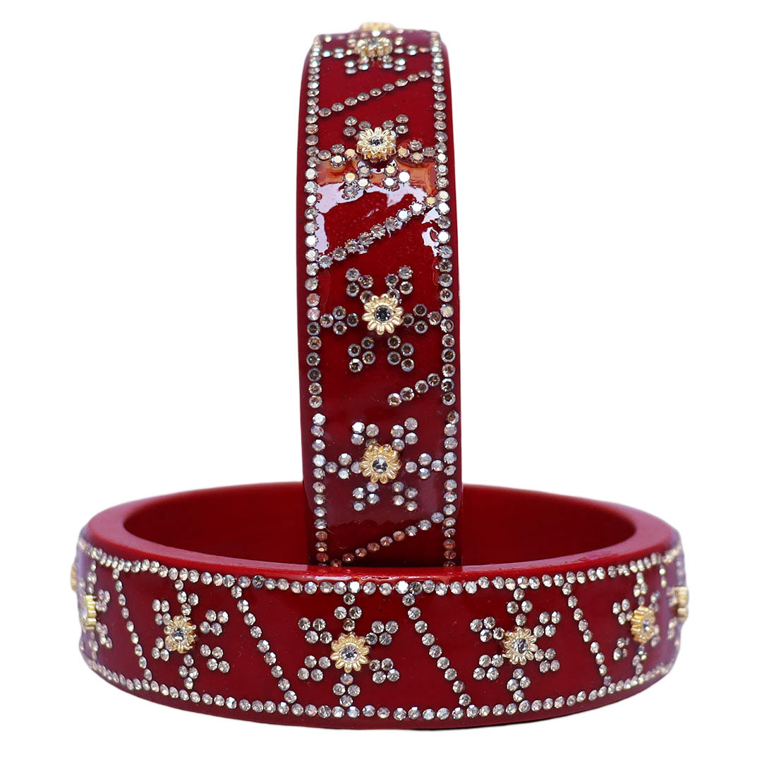Designer Lac Bangles For Girls in Rhinestones Design