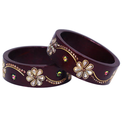 Jaipuri Lac Bangles Kundan Rhinestone Flower Designer Kada