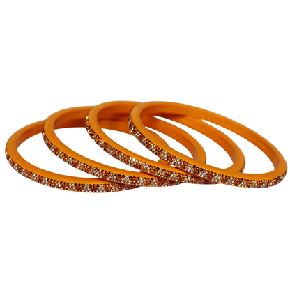 Traditional Lac bangle set of four with sparkling rhinestone embellishment