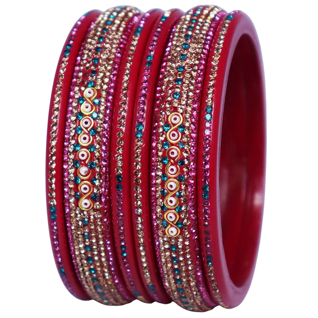 Jaipuri Lac Bangles with Latest Beads & Rhinestone Design