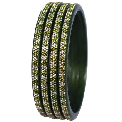 Green Lac bangles with traditional rhinestone embellishment
