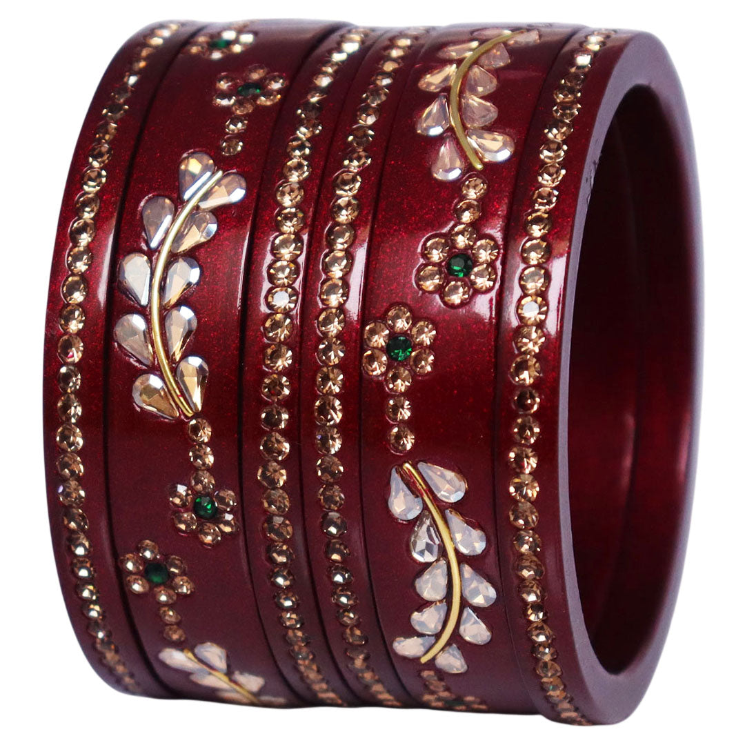 Rajasthani Lac Bangles Kundan & Rhinestone Design Short Set
