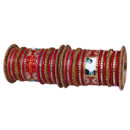Name and Photo Bangles Set Personalized Wedding Chura Set