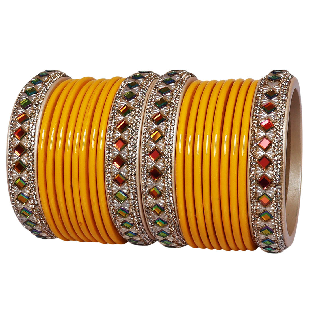 Handcrafted Pure Lac Bangles Set for Women with Designer Artificial Stone By TAJ BRIDAL STORE