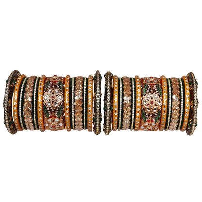 Luxury Wedding Bridal Bangles for Women handcrafted with Pure Lac, Metal, Velvet and Acrylic (Seep).