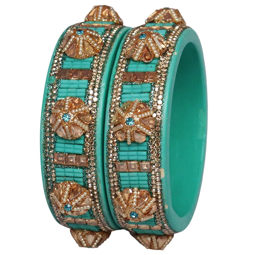 Jaipuri Lac Bangles Kundan Pearl Rhinestone Designer Kada