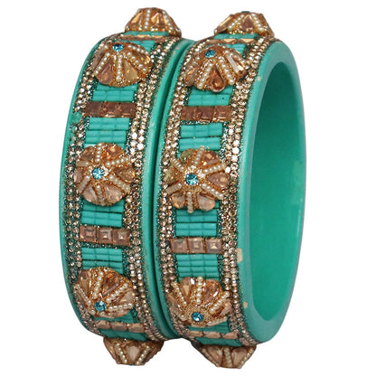 Jaipuri Lac Bangles Kundan Pearl Rhinestone Designer Kada