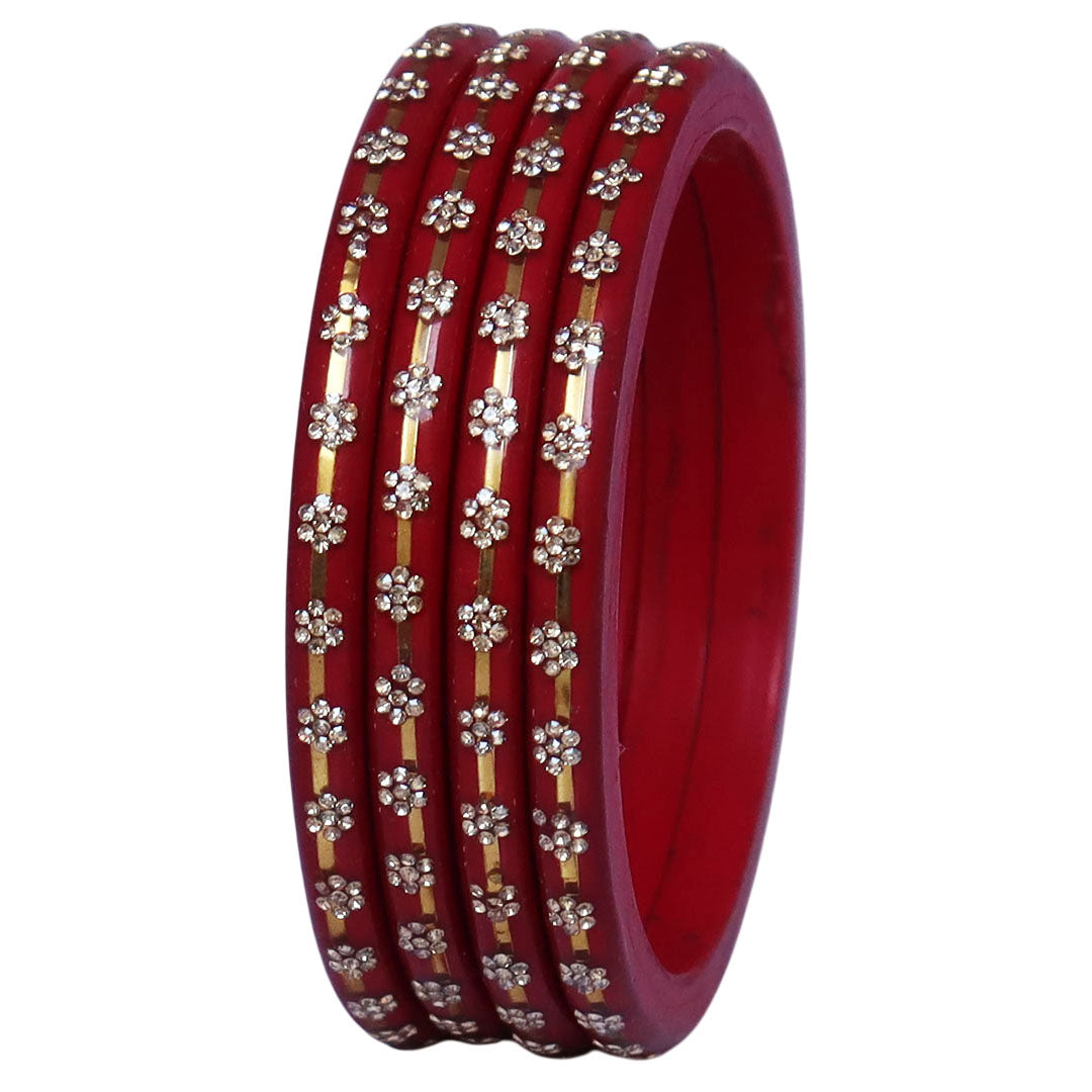 Classic Rajasthani Lac Bangles with Sparkling Flower Stones