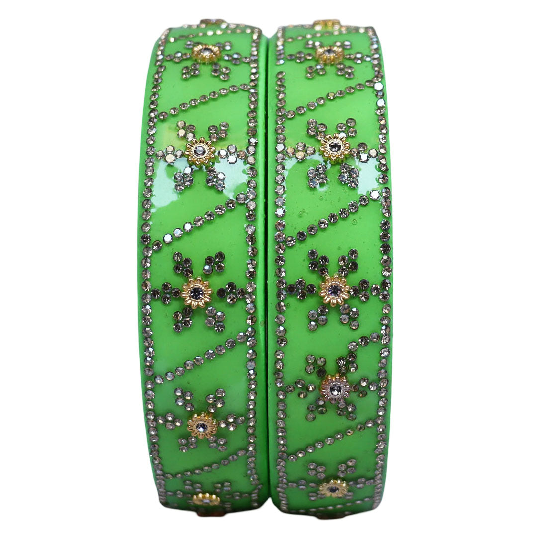 Designer Lac Bangles For Girls in Rhinestones Design