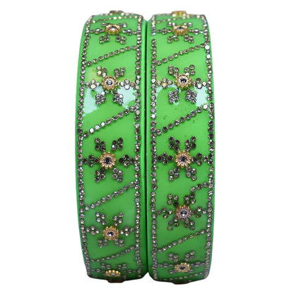 Designer Lac Bangles For Girls in Rhinestones Design