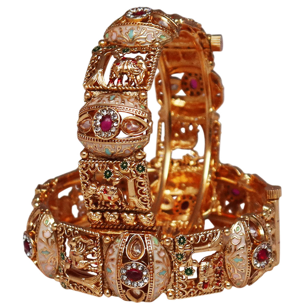 Premium Elephant Design Kundan Bracelet Kada for Women's