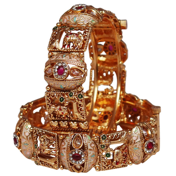 Premium Elephant Design Kundan Bracelet Kada for Women's