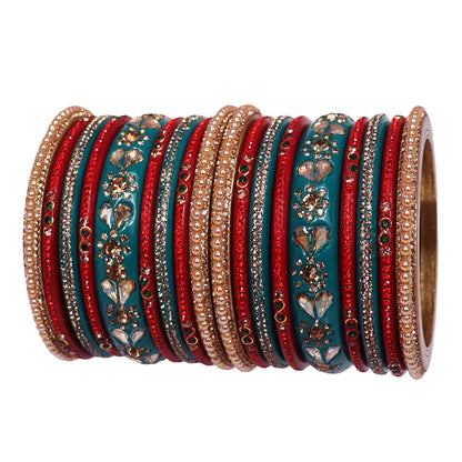 Handmade Lac Bangles For Women With Latest Rhinestones Design