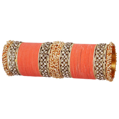 Premium Bridal Metal Bangles – Kundan Stone & Pearl Embellished