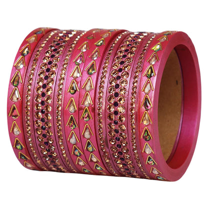 Jaipuri Lac Bangles with Kundan & Artificial Stone Design