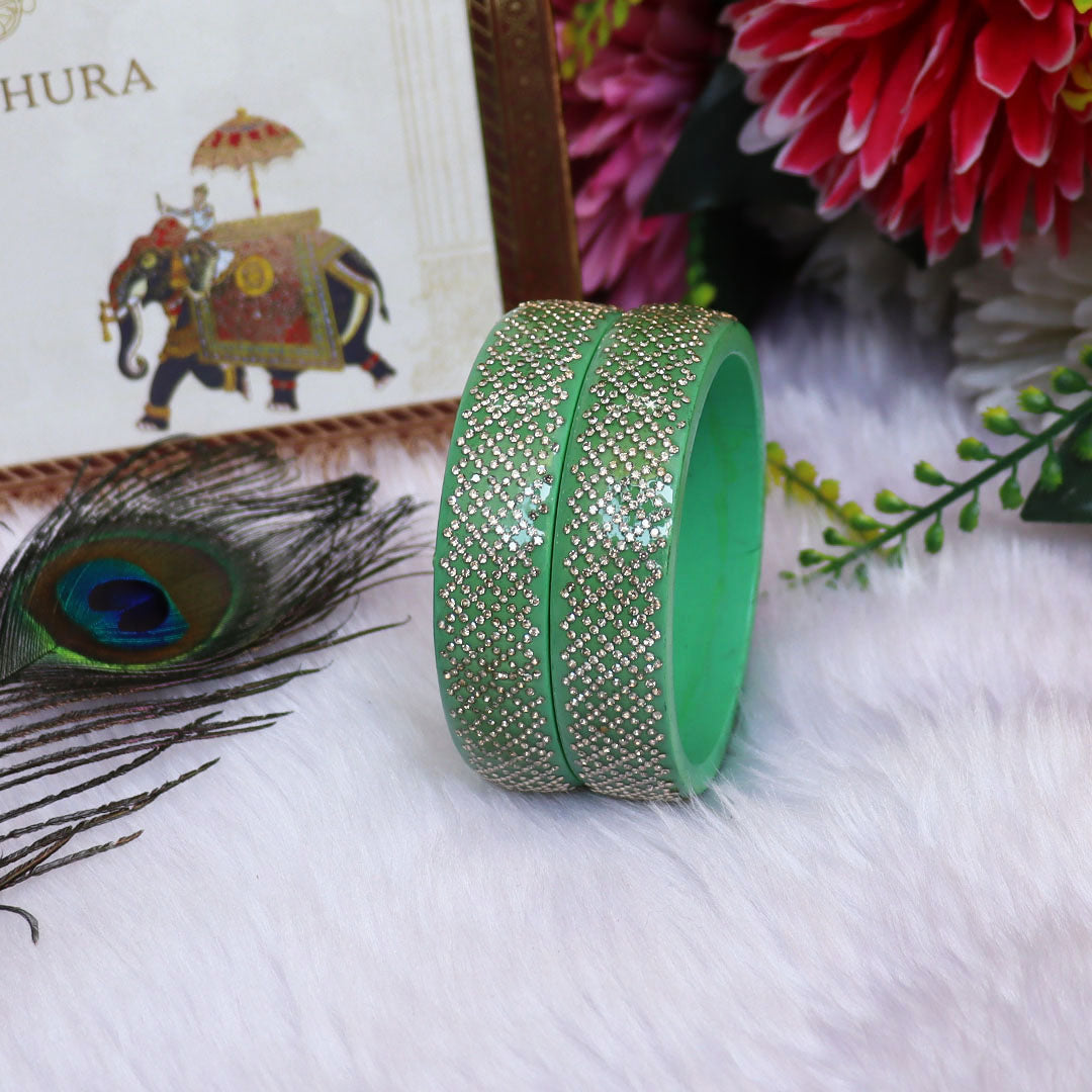 Jaipuri Lac Kada Bangles Set in Latest Rhinestones Design